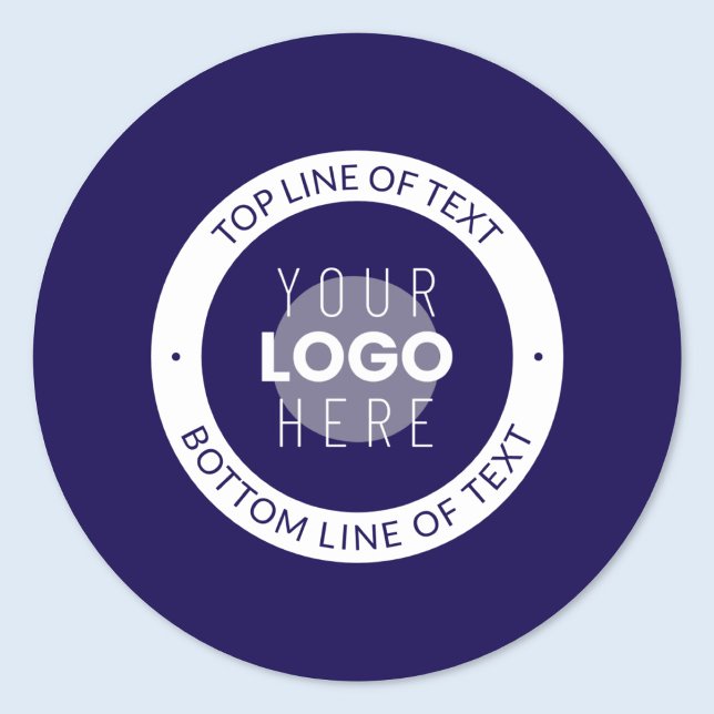 Customizable Text & Your Logo | Dark Blue Purple Classic Round Sticker (Creator Uploaded)