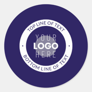 Customizable Text & Your Logo   Dark Blue Purple Classic Round Sticker