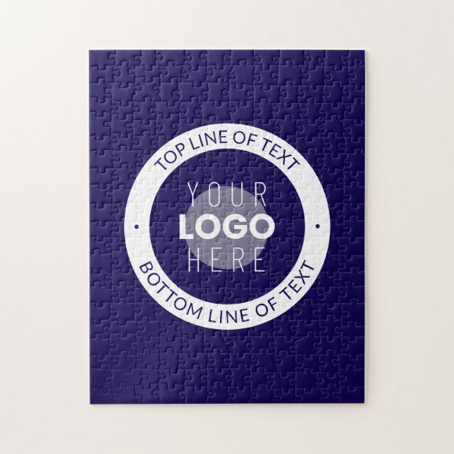 Customizable Text & Your Logo | Dark Blue Purple Jigsaw Puzzle (Vertical)
