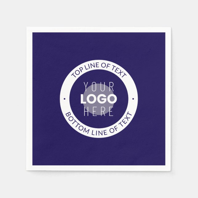 Customizable Text & Your Logo | Dark Blue Purple Napkin (Front)