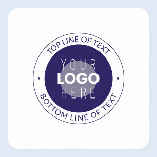 Customizable Text & Your Logo   Dark Blue Purple Square Sticker