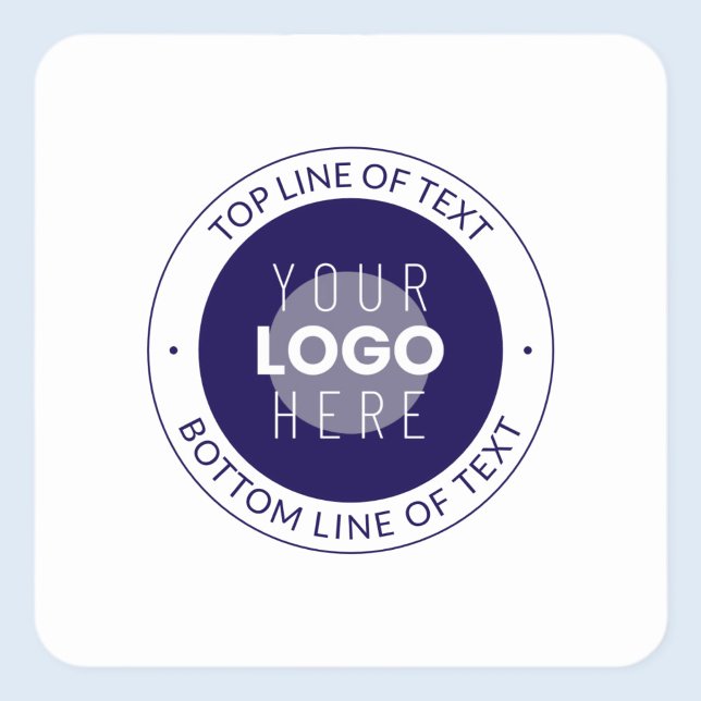 Customizable Text & Your Logo | Dark Blue Purple Square Sticker (Creator Uploaded)