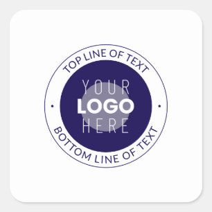 Customizable Text & Your Logo   Dark Blue Purple Square Sticker
