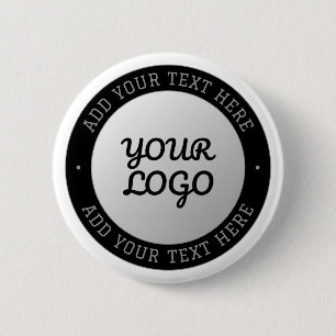 Customizable Text & Your Logo Grey Gradient 2 Inch Round Button