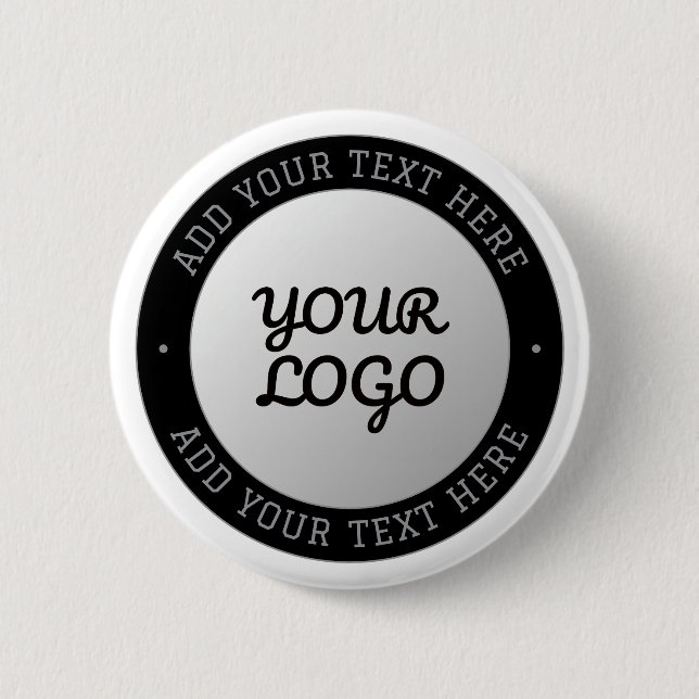 Customizable Text & Your Logo | Grey Gradient 2 Inch Round Button (Front)
