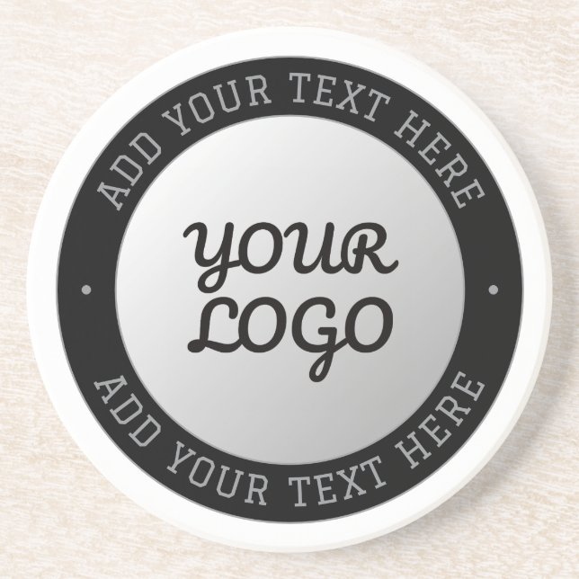 Customizable Text & Your Logo | Grey Gradient Coaster (Front)