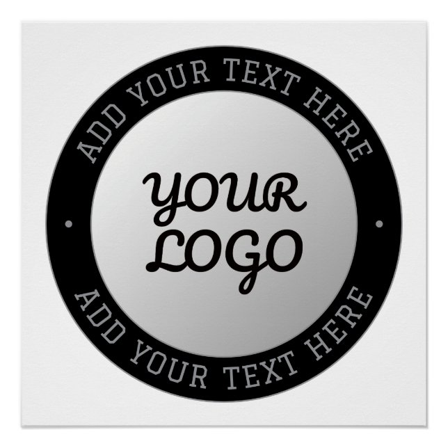 Customizable Text & Your Logo | Grey Gradient Poster (Front)