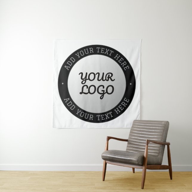 Customizable Text & Your Logo | Grey Gradient Tapestry (In Situ)