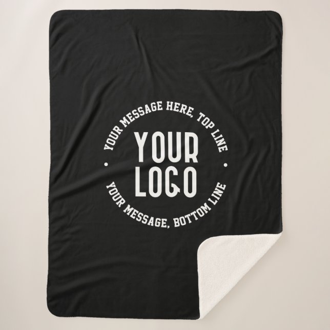 Customizable Text & Your Uploaded Logo or Image   Sherpa Blanket (Front)