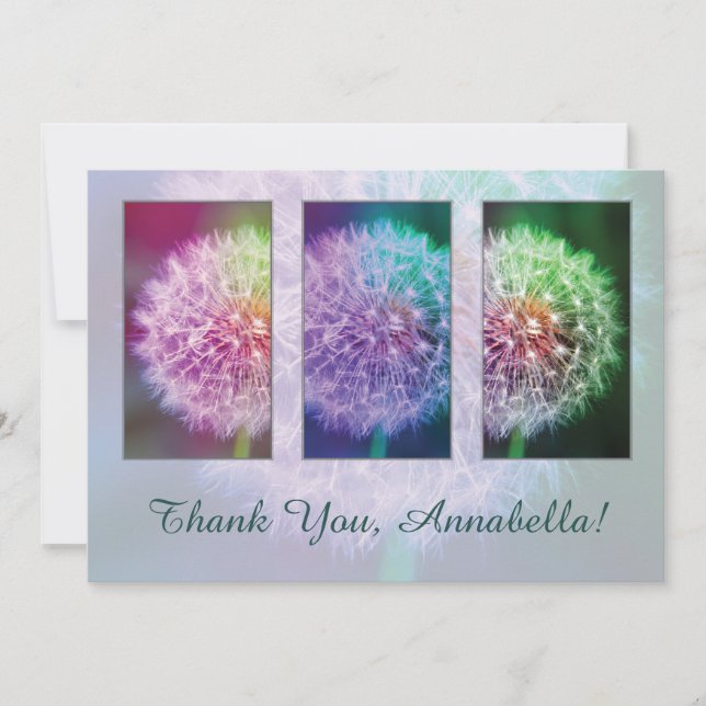 Customizable Thank You Card | Colourful Dandelions (Front)