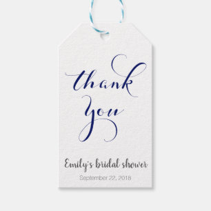 Customizable thank you favour tags, navy gift tags