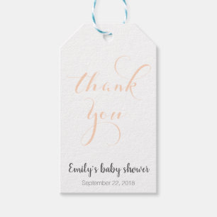 Customizable thank you favour tags, peach gift tags