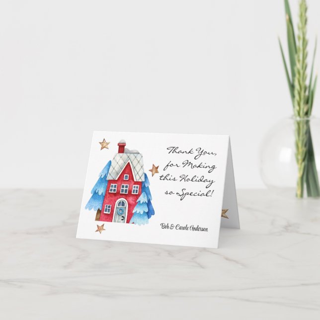 Customizable, Thank You Holiday Note Card (Front)