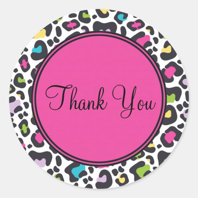 Customizable Thank You Sticker | Neon Leopard (Front)
