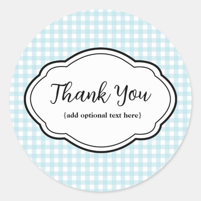 Customizable Thank You Sticker Red & White Gingham (Front)