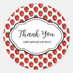 Customizable Thank You Sticker Strawberries
