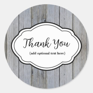 Customizable Thank You Sticker Weathered Wood