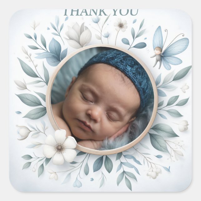 Customizable "Thank You" Stickers with Fairy Frame (Front)