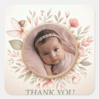 Customizable "Thank You" Stickers with Fairy Frame