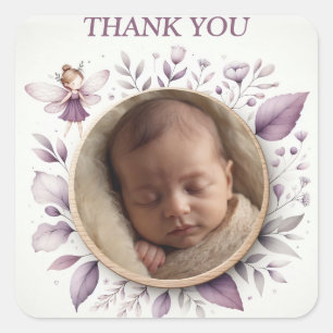 Customizable "Thank You" Stickers with Fairy Frame