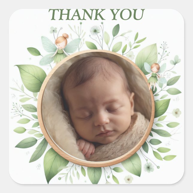 Customizable "Thank You" Stickers with Fairy Frame (Front)