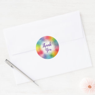 Customizable Thank You Text Rainbow Colours Script Classic Round Sticker