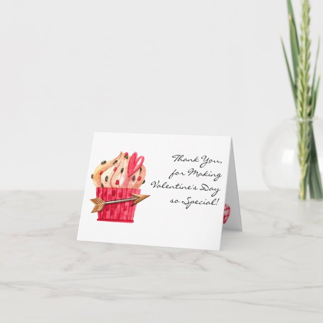 Customizable, Thank You Valentine's Day Note Card (Front)
