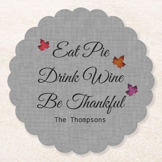 Customizable Thanksgiving Paper Coaster (Front)