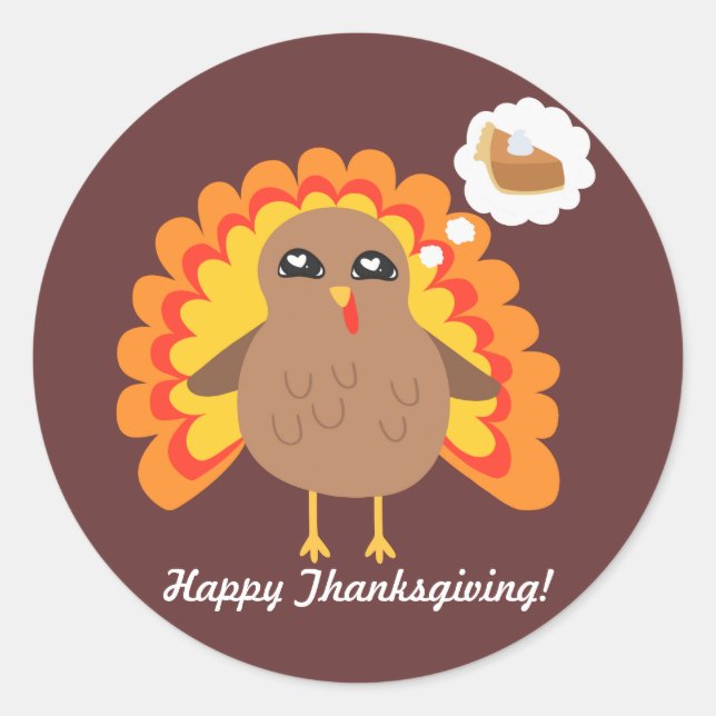 Customizable Thanksgiving Turkey Classic Round Sticker (Front)