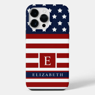 Customizable The USA American Flag Red Blue Colour iPhone 14 Pro Max Case