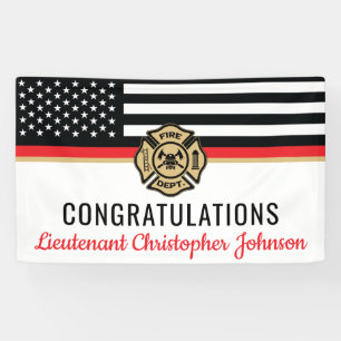 Customizable Thin Red Line Firefighter Retirement Banner