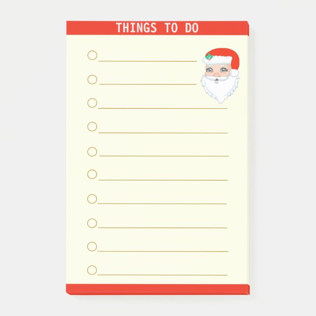 Customizable Things To Do & Santa Claus Post-it Notes (Front)
