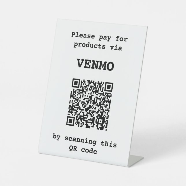 Customizable Three lines of text One QR code Pedestal Sign (Front)