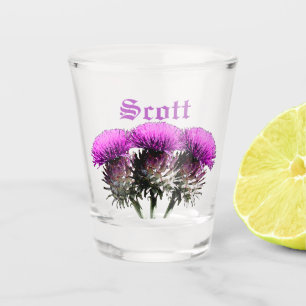 Customizable Three Scottish Thistles Shot Glass