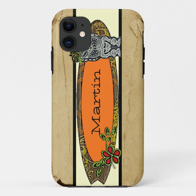 Customizable tiki surfboard tropical iphone 5 case (Back)