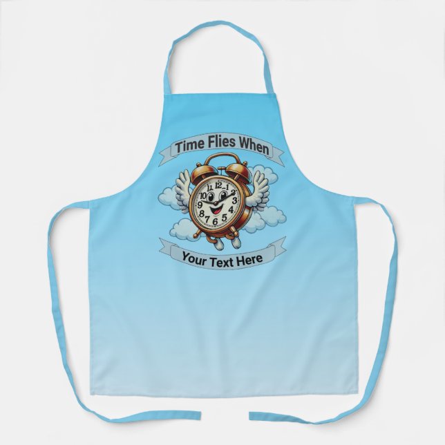 Customizable "Time Flies When" Flying Clock Apron (Front)