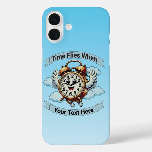 Customizable "Time Flies When" Flying Clock Case-Mate iPhone Case (Back)