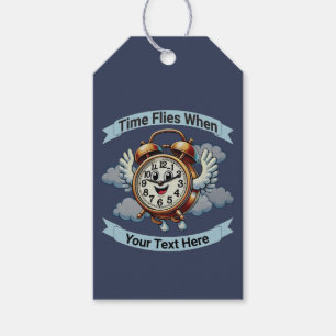 Customizable "Time Flies When" Flying Clock Gift Tags