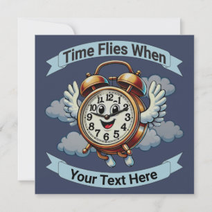 Customizable "Time Flies When" Flying Clock Invitation