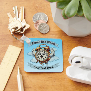 Customizable "Time Flies When" Flying Clock Keychain