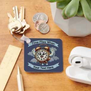 Customizable "Time Flies When" Flying Clock Keychain