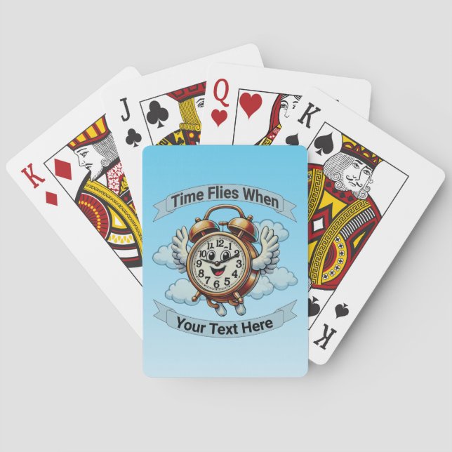 Customizable "Time Flies When" Flying Clock Playing Cards (Back)