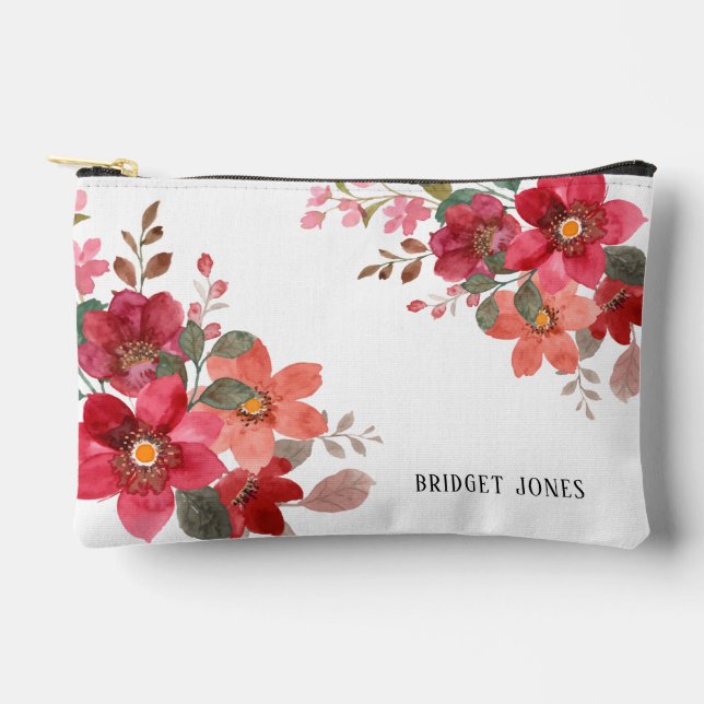 Customizable Timeless Red Bridesmaid Accessory Pouch (Front)