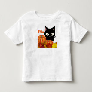 Customizable Toddler Halloween Black Cat T-Shirt