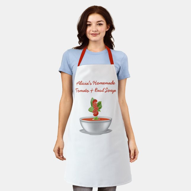 Customizable Tomato & Basil Soup Apron (Worn)