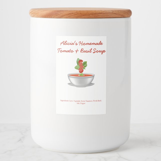 Customizable Tomato & Basil Soup Food Label (Front)