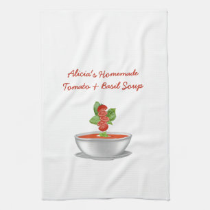Customizable Tomato & Basil Soup Kitchen Towel