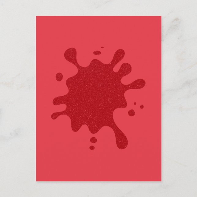 Customizable Tomato Red Inkblot Holiday Postcard (Front)