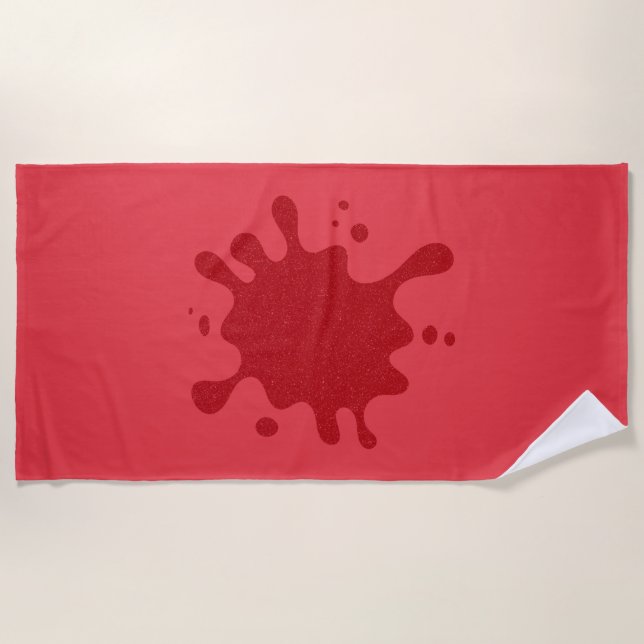 Customizable Tomato Red Splash Beach Towel (Front)