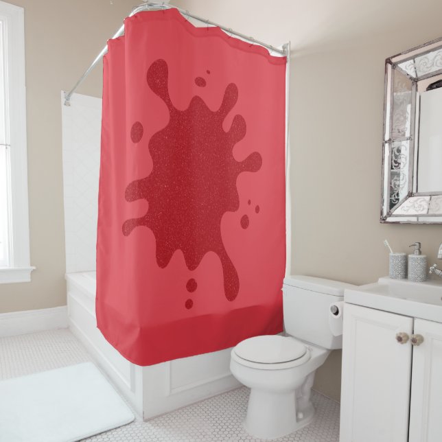 Customizable Tomato Red Splash Shower Curtain (In Situ)